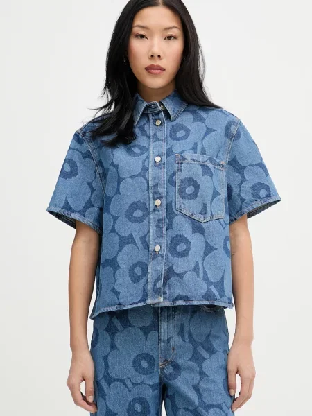 Marimekko cămașă pentru femei din denim albastru