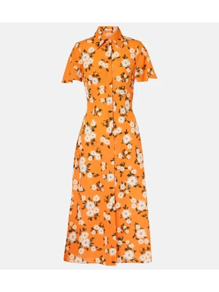 Rochie tip cămașă Emilia Wickstead cu model floral portocaliu
