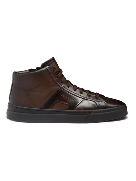Sneakersy Santoni skórzane brązowe