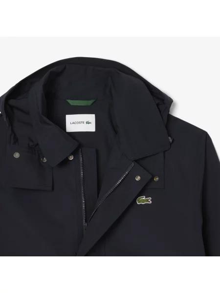 Lacoste Wodoodporna Parka Z Kapturem O Średniej Długości niebieski