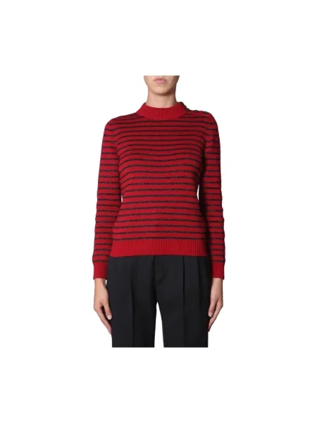 Dzianinowy sweter Saint Laurent czerwony