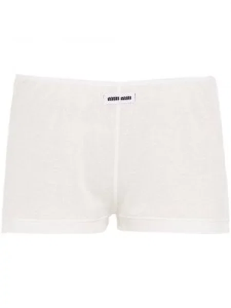 Dzianinowe szorty Miu Miu prążkowane białe