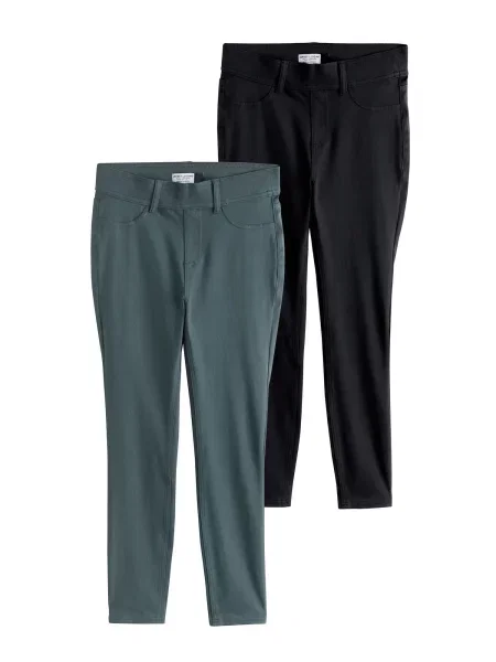 Next Jeggings verde jad negru