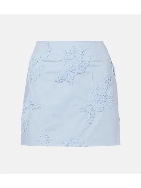 Fustă Rotate cu broderie cu model floral albastru