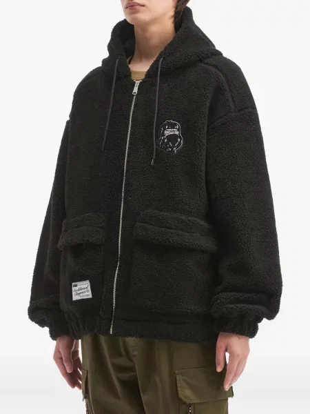 Geacă Fingercroxx cu broderie din fleece cu glugă negru