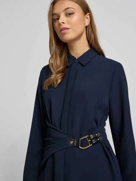 Bluzka koszulowa w kopertowym stylu model ‘KRESHAY’ Lauren Ralph Lauren granatowa