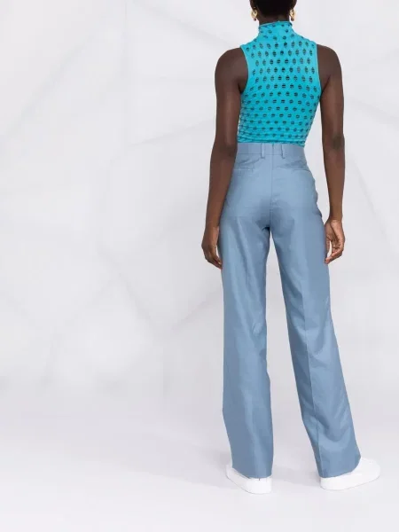 Pantaloni Ferragamo de mătase albastru