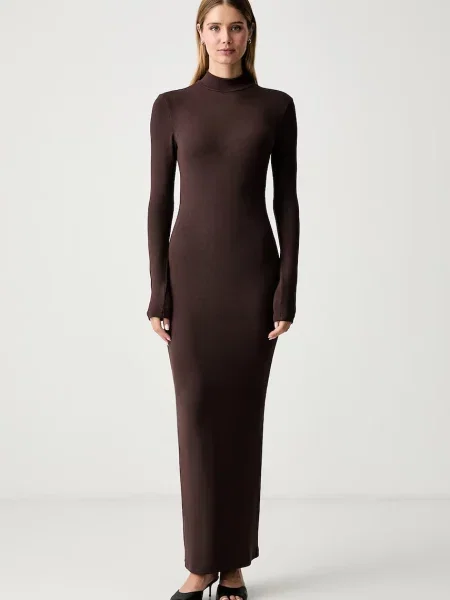 La Mania rochie cu vâscoză FALLON maro