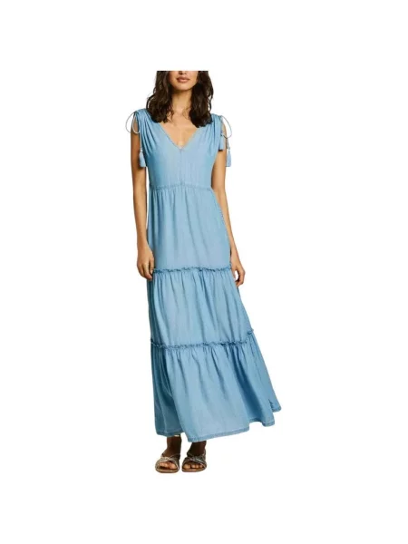 Rochie din denim Pepe Jeans albastru