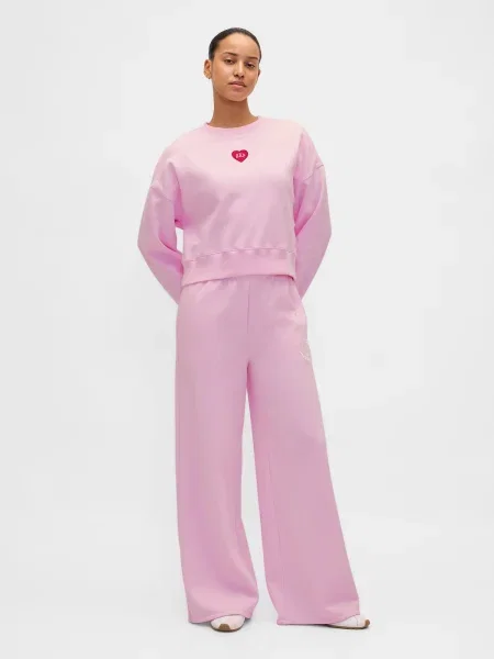 Spodnie dresowe Gap z wysoką talią różowe