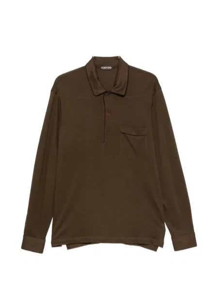 Lung tricou polo Tom Ford maro