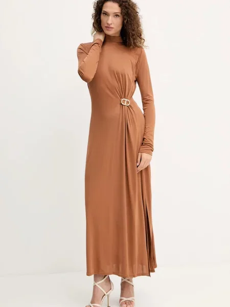Twinset sukienka maxi prosta brązowy