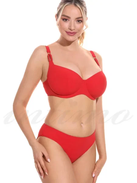 Купальник с мягкой чашкой плавки слип червоний