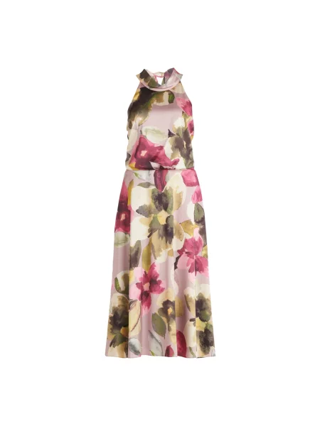 Sukienka koktajlowa z wiązaniem na szyi Vera Mont zielona