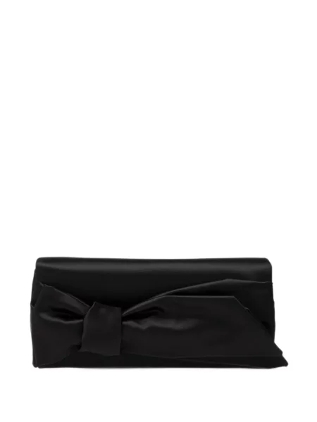 Geantă plic Carolina Herrera cu funde din satin negru
