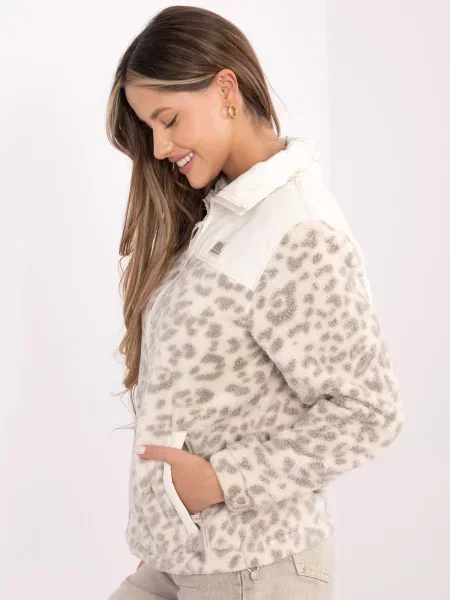 Bluza Sublevel z nadrukiem w panterkę beżowa