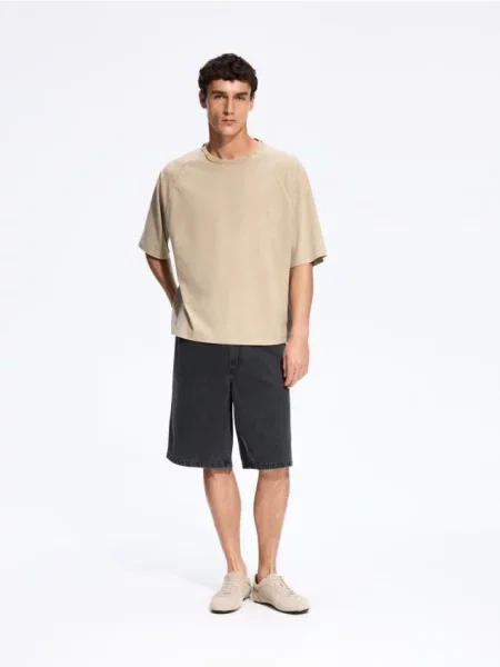 Reserved T-shirt regular fit beżowy
