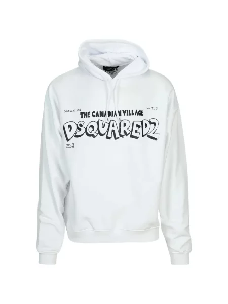 Hanorac cu glugă Dsquared2 cu imagine lung alb