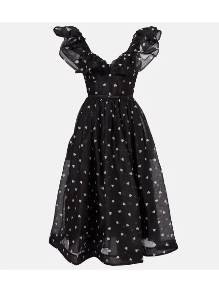 Rochie midi Zimmermann de in cu buline cu volane negru