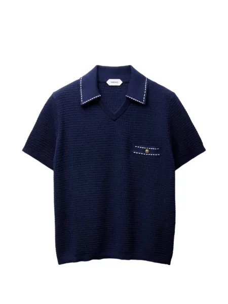 Dzianinowa koszulka Versace niebieska