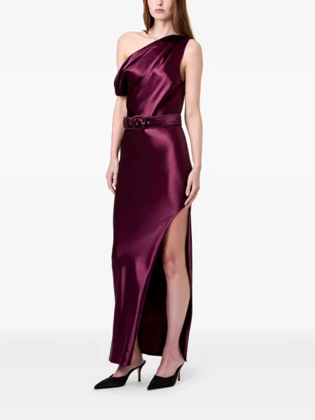 Maksi sukienka maxi Nicholas na jednym ramieniu garniturowa fioletowa