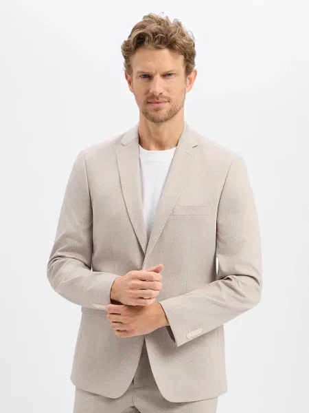 Finshley & Harding kurtka modułowa Mężczyźni Modern Fit Sztuczne włókno marmurkowy 26 beżowy