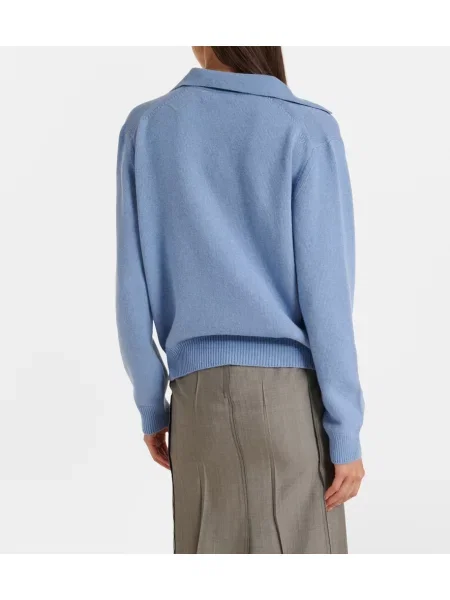 Vlnená polokošeľa Victoria Beckham modrá