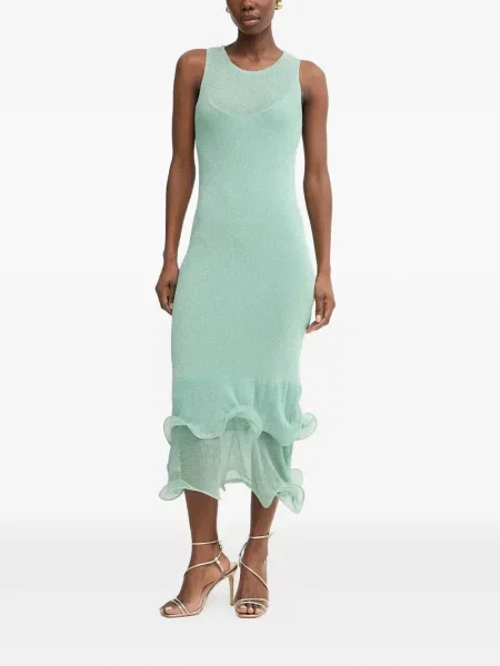 Rochie Simona Corsellini tricotate cu volane verde