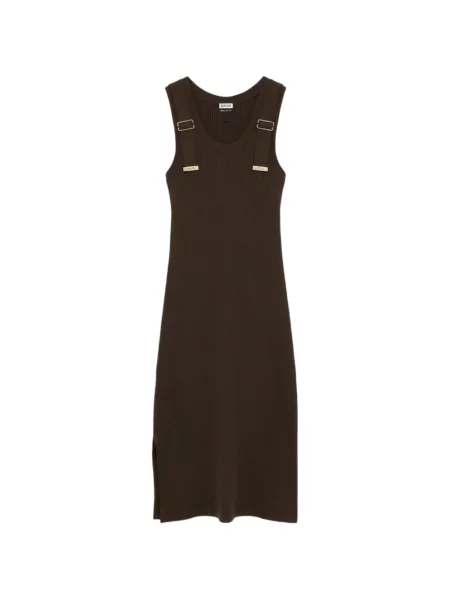 Rochie midi Loewe tricotate cu cataramă maro