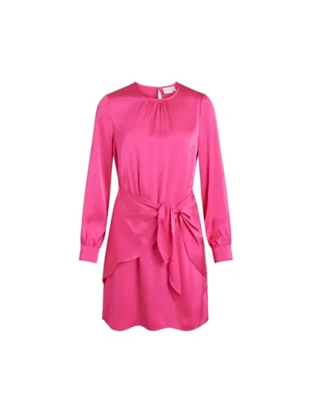 Mała mały sukienka mini Vila z długim rękawem różowa