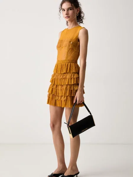 Elisabetta Franchi rochie cu vâscoză galben