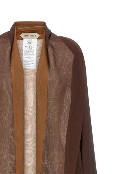 Gulerat cardigan Alberta Ferretti din șifon maro