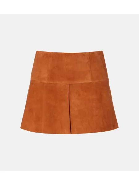 Fustă Isabel Marant din piele de căprioară maro