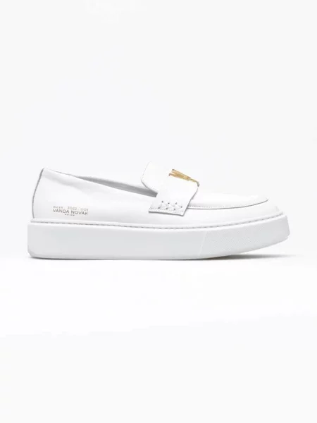 Шкіряні мокасини Vanda Novak Kayla на платформі білий