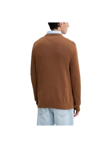 Lekki sweter Tommy Jeans z dekoltem w serek beżowy