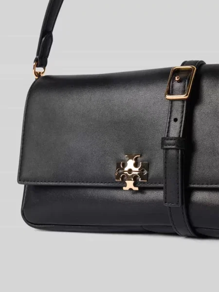 Torebka z zamknięciem na klamrę i uchwytem Tory Burch czarna