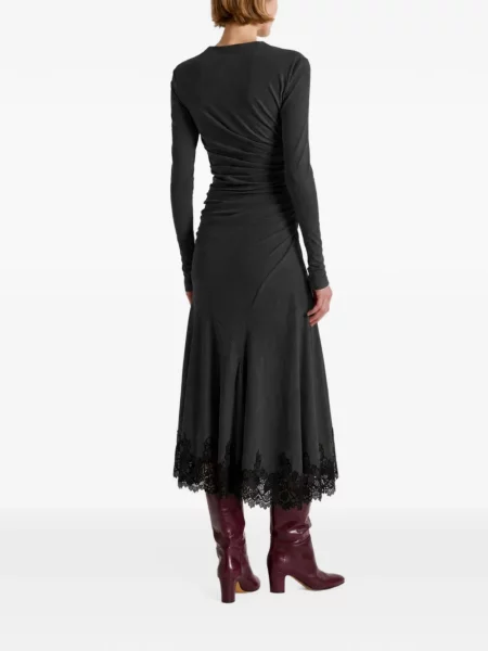 Μίντι φόρεμα Alberta Ferretti με βολάν με δαντέλα γκρι