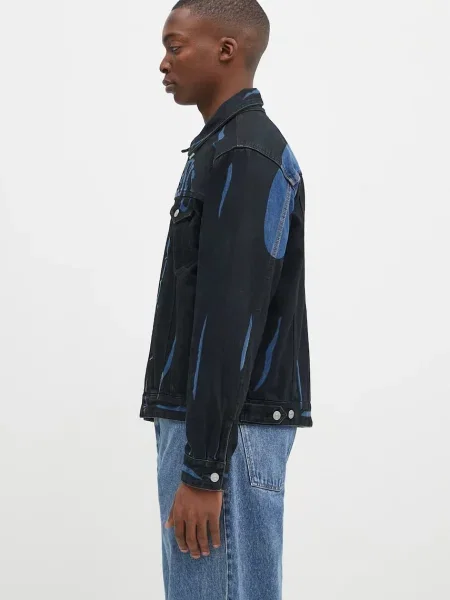 Evisu kurtka jeansowa Daicock Print przejściowa czarny