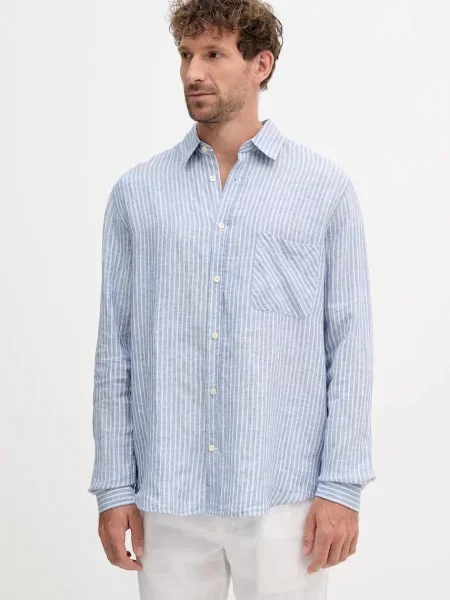 Lanena srajca Frescobol Carioca modra