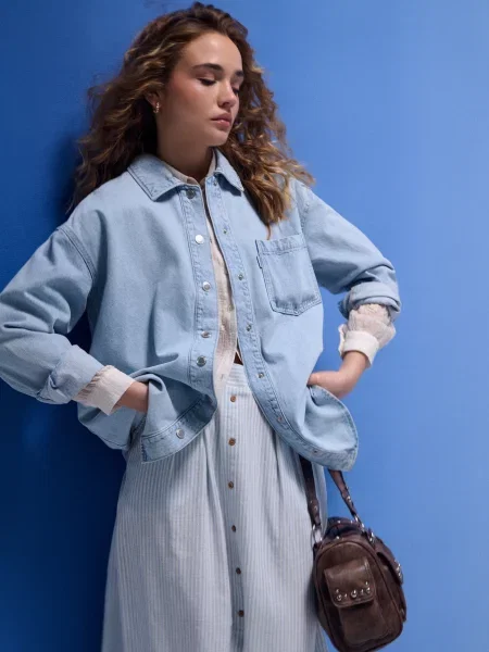 Джинсова сорочка oversize синій