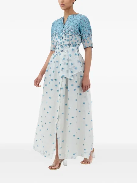 Rochie maxi Baruni cu model floral cu imagine de costum alb