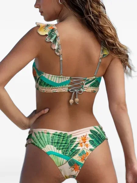 Raštuotas atogrąžų bikini Del Maar žalia