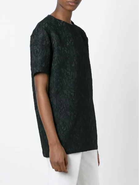 Top Givenchy cu model floral din dantelă negru