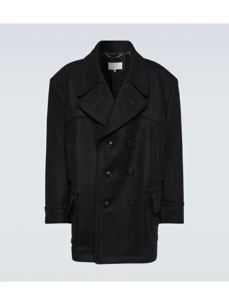 Gyapjú kabát Maison Margiela fekete