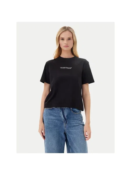 Guess Jeans Marškinėliai Regular Fit juoda