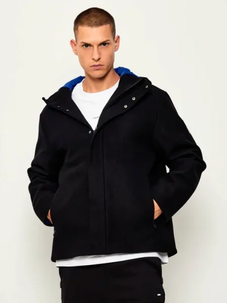 Palton Ea7 de lână negru