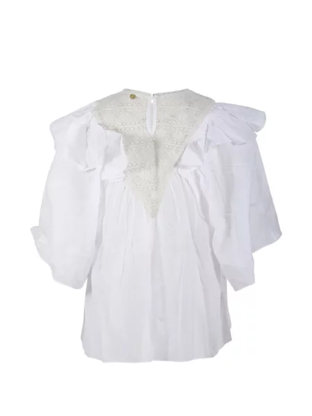 Bluză Antik Batik cu volane din dantelă alb