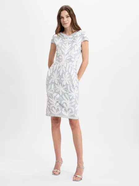 Ambiance sukienka koktajlowa Kobiety szary|biały wypukły wzór tkaniny 36 biała