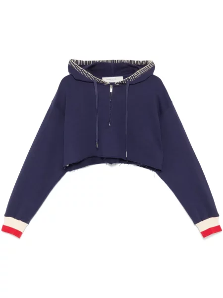 Hanorac cu glugă Golden Goose de jumătate de fermoar albastru