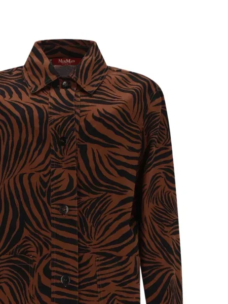 Cămașă Max Mara cu imagine cu model zebră maro